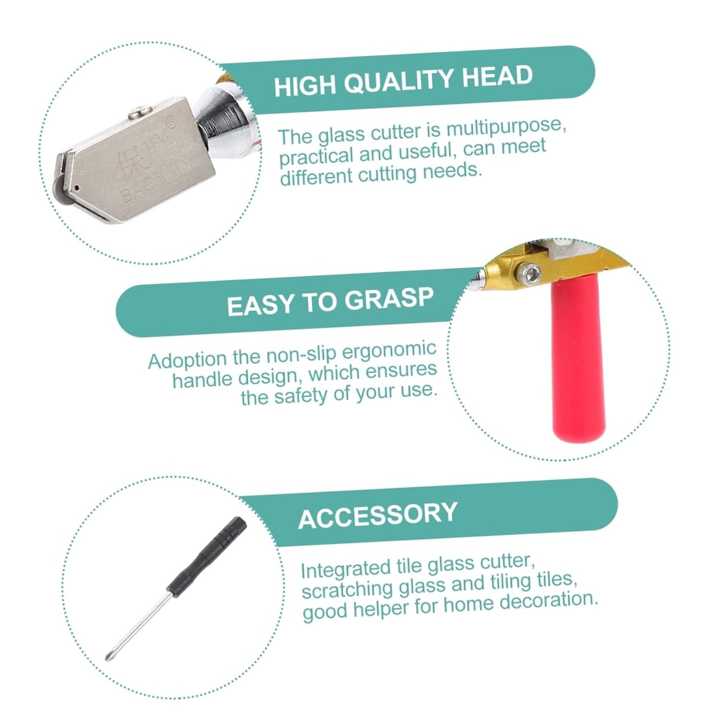 2 In 1 Glass Tile Cutter Hand Tool With Glass Breaking Pliers, Mirror Cutting Kit With 3 Tungsten Steel Blade For Home DIY Cutting Glass